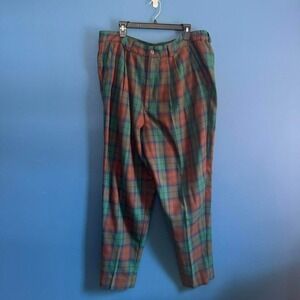 Vintage 90s Plaid Pants Women's Plus Size 18/20 Maggie Lawrence Brown Teal Retro